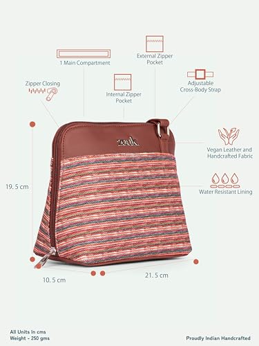 Image of ZOUK Printed Vegan Leather Out Of Office Sling Bag With Adjustable Strap For Women's Girls