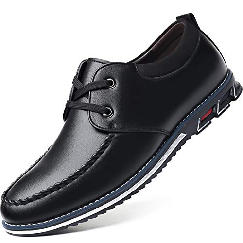 [ＺａｎＹｅｉｎｇ] メンズ カジュアルシューズ 防水 走れる レースアップシューズ ドライビングシューズ モックトゥ 革靴 Uチップ 快適 スニーカー モカシン ウォーキング デッキシューズ 紳士靴 冠婚葬祭 ブラック 26.5