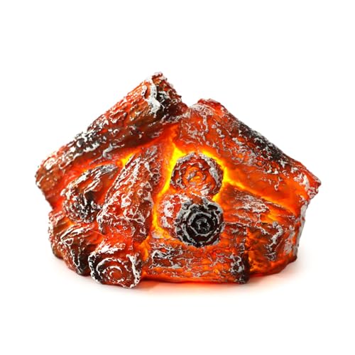 Quivorant LED Simulation Charcoal Flame Lamp Battery Powered Electronic Flameless 3D Artificial LED Firewood Burning Flame Lamp Fake Charcoal Light for Home Decor Christmas Ornament