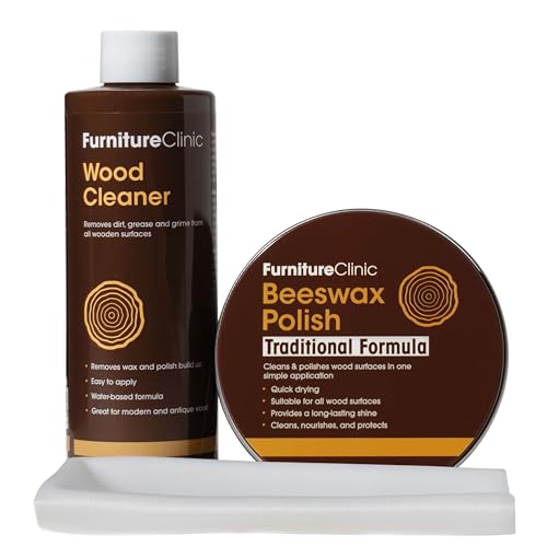 Kit de cera de abejas – Para limpiar, encerar, abrillantar y proteger todos los artículos de madera, como muebles, encimeras y puertas - Limpiador de madera,Pulimento de cera de abejas y un paño liso