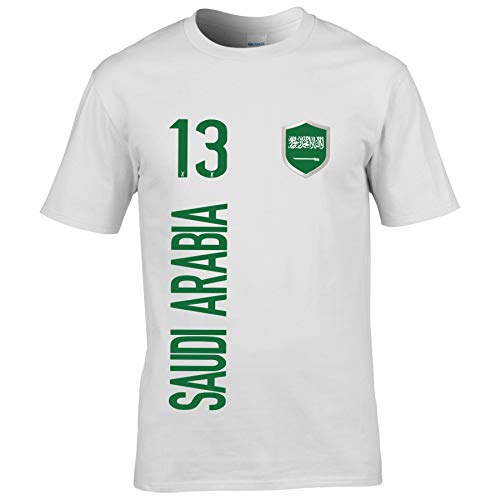 FanShirts4u Herren Fan-Shirt Jersey Trikot - Saudi ARABIEN/Saudi Arabia - T-Shirt inkl. Druck Wunschname & Nummer WM (S, Saudi Arabia/weiß)