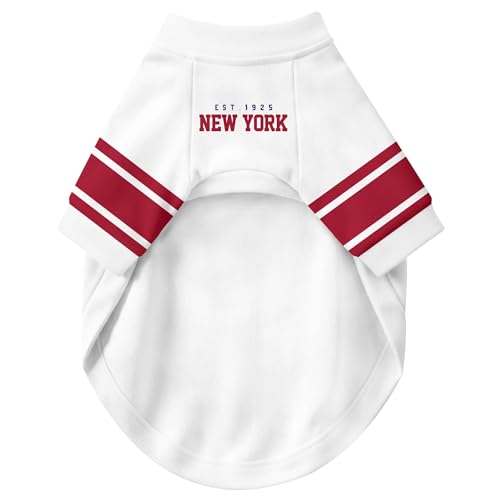Image of New York Dog Clothes Jersey Style Personalized Pet T Shirt with Custom Name Number for Small Medium Large Dogs