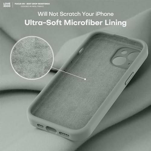 Image of LOVE 3000 Designed for iPhone 14 Case, Premium Silicone with [Soft Anti-Scratch Microfiber Lining] Shockproof Protective Phone Case for Holsters 6.1 inch, Calke Green