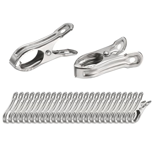 sourcing map 20pcs Stainless Steel Garden Clips Heavy Duty Greenhouse Clamps with Strong Grip for Netting Row Cover Clips Hoops Clamps for Shade Cloth or Plant Cover on Garden Hoops