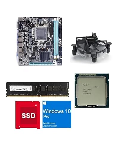 Professional H61 Motherboard Complete System Kit - Core i5 3rd Gen Processor (3470/3330S) 2.90GHz-3.80GHz, 8GB DDR3 RAM, CPU Fan Cooler, 256GB SSD, Windows 10 Pro - 1-Year Warranty