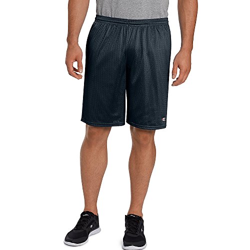 Champion Men's Long Mesh Shorts with Pockets, Navy, Large