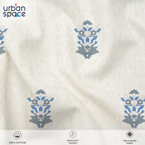 Image of Urban Space Serene 100% Cotton bedsheet for Single Bed, 200 TC Single Bed Sheet, Cotton bedsheet with 1 Pillow Cover (58 x 90 inches, Palace Blue)