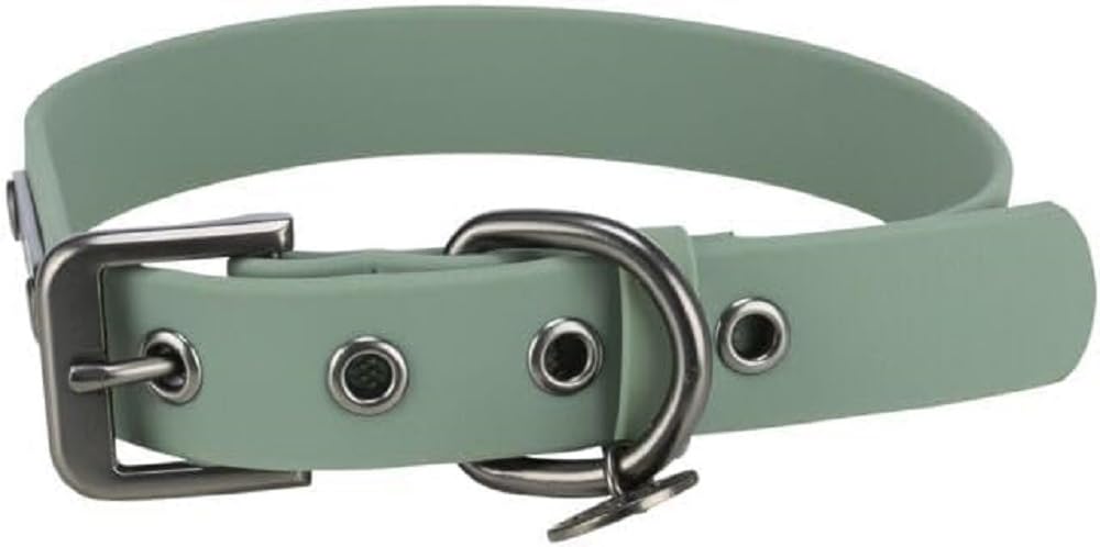 TRIXIE dog collar CityStyle M: neck circumference 13.8–16.5 inches / 0.79 inches sage PVC collar for medium-sized dogs, adjustable, water-repellent & wipeable, 1971519