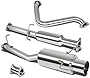 4 Inches Muffler Round Tip Catback Exhaust System Compatible with Honda Prelude H22 97-01