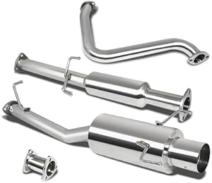 4 Inches Muffler Round Tip Catback Exhaust System Compatible with Honda Prelude H22 97-01