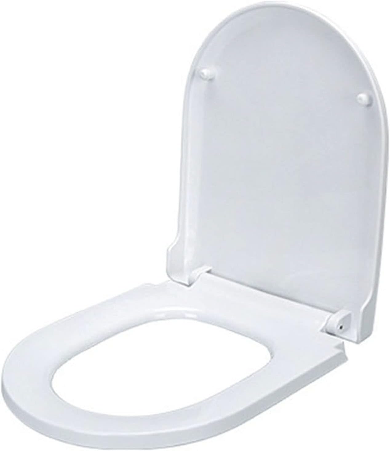 BHBXZZDB Elongated Plastic Toilet Seat, Quiet Toilet Seat Cover, Adjustable Hinge, Regular Duty Residential or Light Weight Commercial Use, White