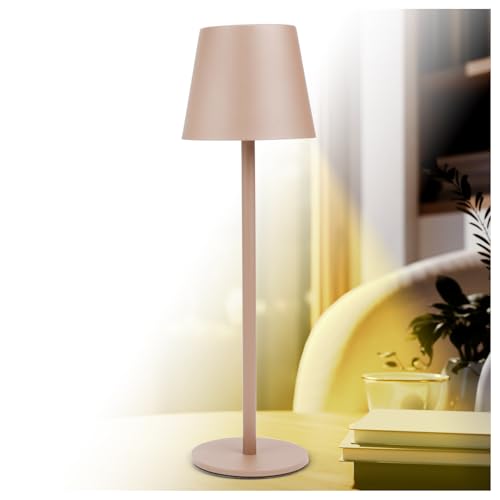 AddLiving LED Tischlampe | Kabellose Nachttischlampe | Tischleuchte für Wohnzimmer, Schlafzimmer, Büro | Touch-Lampe dimmbar | USB-C Aufladbar | 3 Lichtfarben | 56 LEDs | Wetterfest IP44 | Kupfer