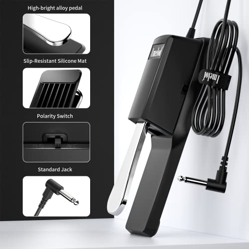 Imelod Digital Piano And Keyboard Sustain Pedal For Yamaha,Roland,Casio,Korg,Behringer,Moog - Universal Foot Pedal Black #TOP2
