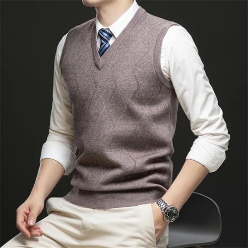 Men’S Casual V-Neck Argyle Sweater Vest Thick Wool Blend Sleeveless Pullover3