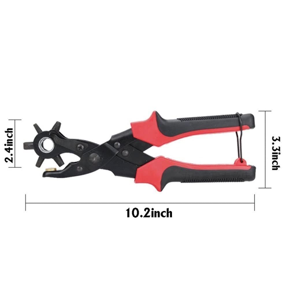 Stanzdrehendes Leder Stanzzange Stanzloch Werkzeug Puncher für Gürtel Sattelarmbänder Armband Schuh Stoff Papier, 6 rundes Loch