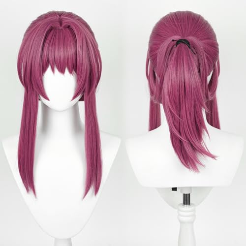 Image of Anime Purple Red Wigs Long Straight Wig with Bangs and Ponytail Adult COS Game Cosplay Wigs Halloween,Christmas,Comic con,Game Show,Party