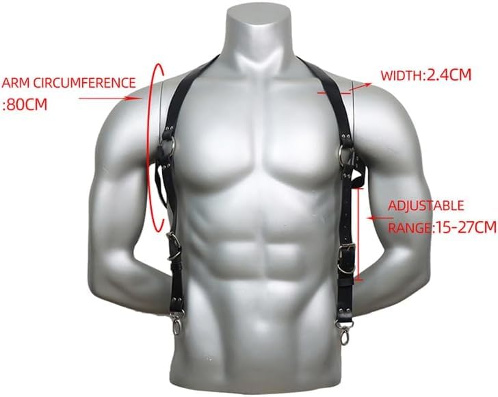 Men's Half Body Chest Belt Adjustable PU Leather Belts with Buckles Rave Costume Punk Leather Body Cage for Men2