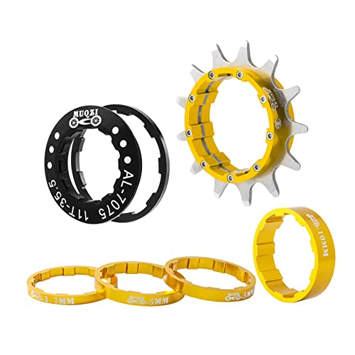 SheerFaring Piñón de Rueda Libre Fijo Y Extraíble de 13 Dientes para Bicicleta, Oro