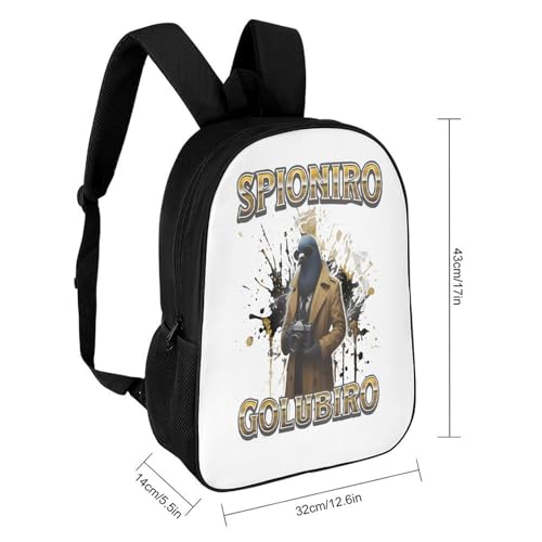 Spijoniro-Golliniro Merch 17 Inch Shoulder Backpack Italian-Brainrot Meme Water Resistant Lightweight Daypack2