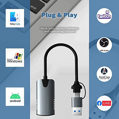 Image of Electro WOLFUSB 3.0 /Type C Video Capture Card 1080P 60fps 4K HDMI-Compatible Video Box for Mackbook PS4 Game Camera Recorder PC Laptop
