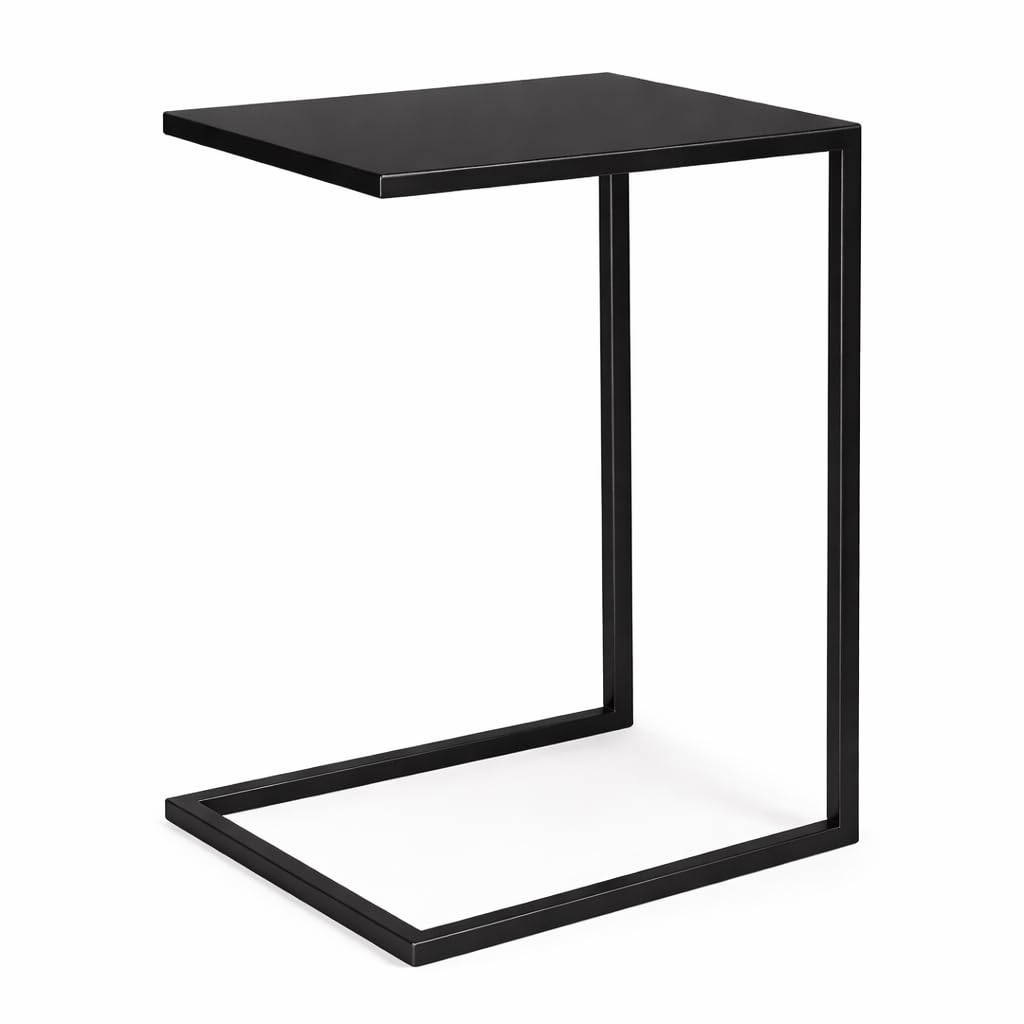 Mesa Auxiliar de sofá de 60 cm – Mueble salón Metal – Mesa Lateral de sofá Moderna – Negro 60 x 40 x 33 cm