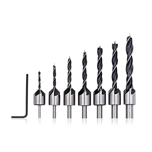 Countersink Drill Bit Set - GOXAWEE 7Pcs HSS 5 Flute Countersink Reaming Drill Bits Carpentry Reamer Screw Woodworking Chamfer Tool End Milling/Drilling Hole & 3mm-10mm