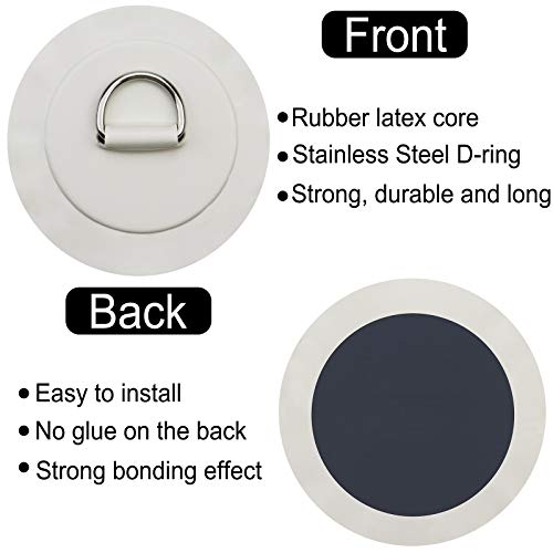 BB Hapeayou Inflatable Boat Kayak D-Ring Small Round Pad/Patch Watercraft Parts Accessories 4.3inch - NO Glue Included (4Pcs, White)