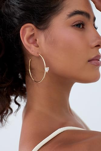 Chic Large Gold Hoop Earrings for Women – 14k Gold Plated with Sterling Silver Post – Trendy Heart Design with Cubic Zirconia – Perfect Jewelry Gifts for Every Occasion - Image 6