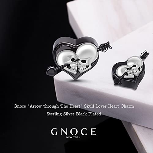 GNOCE Skull Lover Heart Charm Bead Sterling Silver Arrow through The Heart Skull Charm Bead Fit Bracelet/Necklace Jewelry Gift for Women Men (Style-1)3