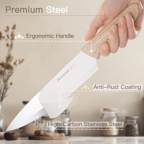 Astercook 13 Piece Ceramic Coating Chef Knife Set