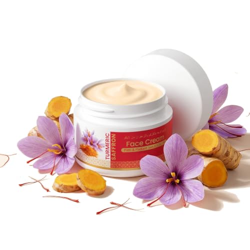 Curcuma - Crema viso allo zafferano idratante e luminoso per una carnagione uniforme, attenua le linee sottili ed è la cura quotidiana 30 g