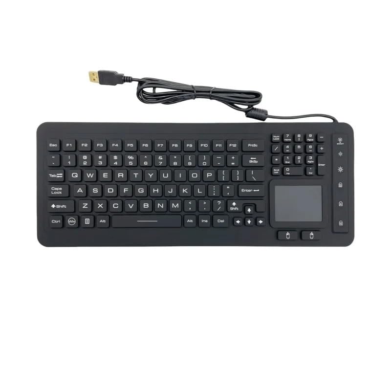 Tastiera in silicone industriale robusta nera con retroilluminazione a LED impermeabile IP68 con touchpad