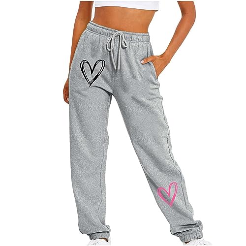 Sweatpants Womens Casual Pants High Waist Joggers Pockets Cinch Bottom Workout Athletic Trousers Gym Activewear Gray