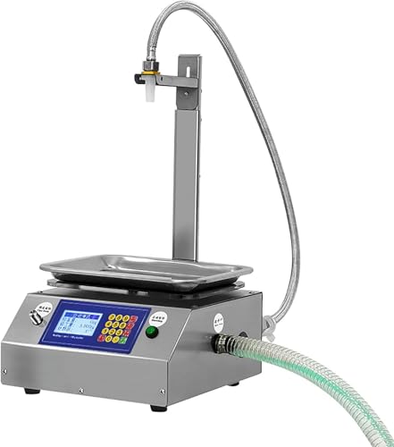 HHGDS Llenadora de líquidos, Bomba de diafragma de pesaje automático de 8 a 1000 Gramos, Control Digital para Salsa de Soja, Bebidas, vinagre, Leche, Alcohol y líquidos de Baja viscosidad.