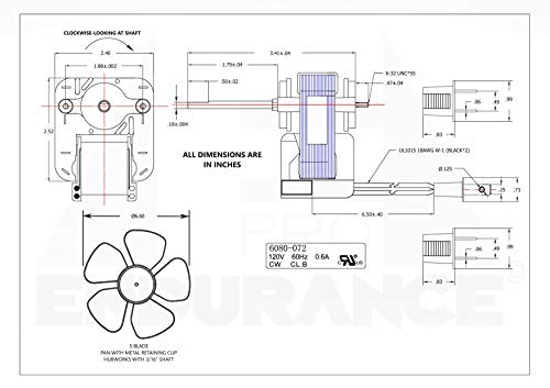 Endurance Pro S1200A000 Universal Bathroom Vent Fan Electric Motor Assembly Replacement for Broan NuTone 50CFM 3000 RPM 120V by Endurance Pro - Image 7