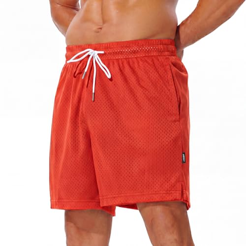 Short de basket-ball en maille rouge XL idéal pour vos entraînements d'été