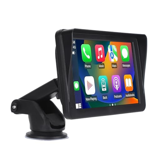 Cryfokt Estéreo Portátil para Automóvil, Reproductor Multimedia con Pantalla Táctil Doble DIN de 7 Pulgadas con Bluetooth 5.0 y Cámara de Visión Trasera AHD para y Auto Wireless Mirror