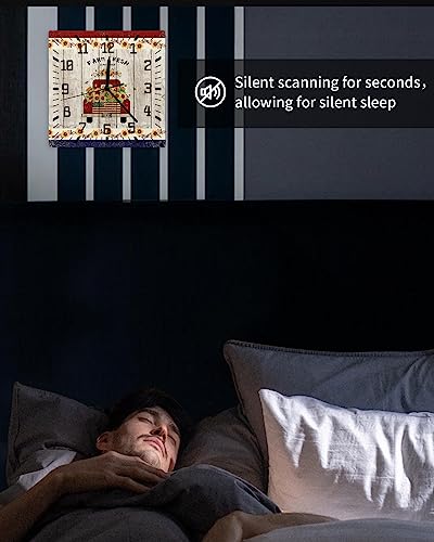 Silent-Non-Ticking-Wall-Clock-12-inch-Square-Wall-Clocks-Battery-Operated-Red-Truck-Car-with-Sunflower-and-Primitive-Berries-on-Country-Wooden-Plank-Wall-Clock-for-Office-Kitchen-Bedroom-Living-Room Silent Non Ticking Wall Clock 12 inch Square Wall Clocks Battery Operated Red Truck Car with Sunflower and Primitive Berries on Country Wooden Plank Wall Clock for Office Kitchen Bedroom Living Room