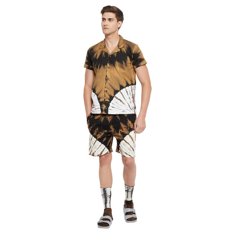 Buy FUGAZEE Men's Brown Tie & Dye Cuban Shirt & Shorts Combo Set with Matching Socks at Amazon.in