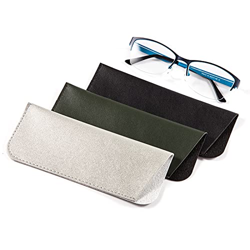 Image of TRIUMPH VISION Reading Glasses Pouch Eyeglass Sleeve Soft Case Slim 3 Pack | Alternative to Bulky Case Lightweight,Neoprene Lined Padded Protect Optical lens Slip in, Cute Pattern Portable for Daily Use