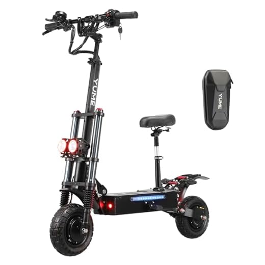 M YUME Scooter Y10 Adult Electric Scooter Double Suspensions Dual Motor 23.4AH Battery 52V 2400W 40 MPH 40 Miles Fast Sports Scooter 10" Off Road 330lbs Max Load Folding Scooter