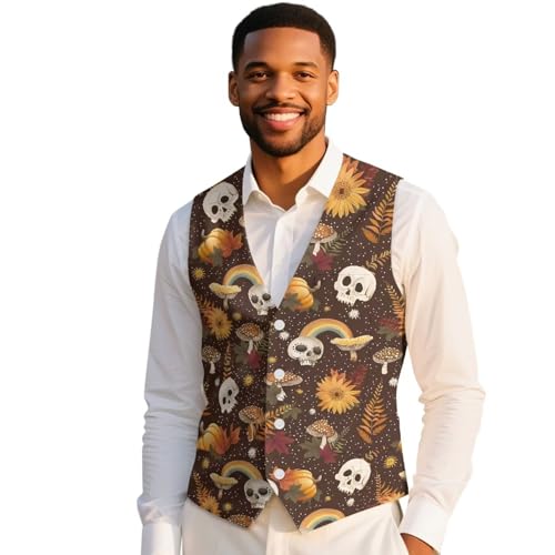 Halloween Vest for Men Slim-Fit Men's Halloween Suit Vest for Party Lightweight Mens Waistcoat with Two Pockets2