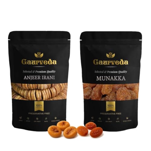 Image of GAURVEDA Anjeer Munakka Combo Pack - Dried Figs & Raisins - Natural Sweetener & Energy Booster - Healthy Snack for All Ages | 50 Grams