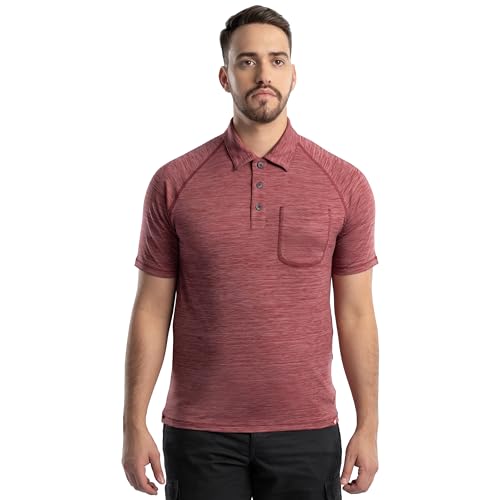 Wrangler Men's Performance Workwear Short Sleeve Polo Shirt, Ruby Heather, Small
