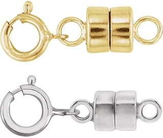 1 - Each New Solid 14k Yellow Gold and 1 - New Solid 14K White Gold Round Magnetic Clasp w/ 14K White Gold 5mm Spring Ring Clasp for Necklaces, Bracelets, and Anklets - Jewelry by Sweetpea