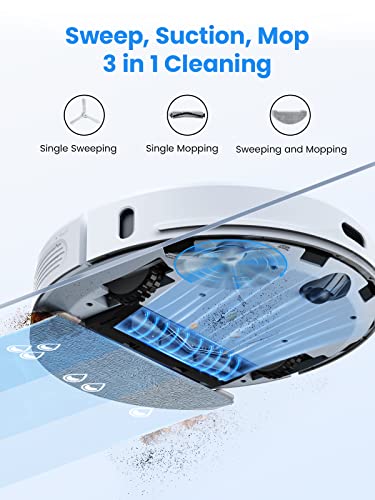 HONITURE Robot Vacuum Cleaner with Mop Self Emptying, 3500pa Q6 Pro Robotic Vacuum with Mapping 5-level, Lidar Navigation, Carpet Booster, WiFi/APP/Alexa, Robot Hoover for Carpet/Pet Hair/Floor - Image 4