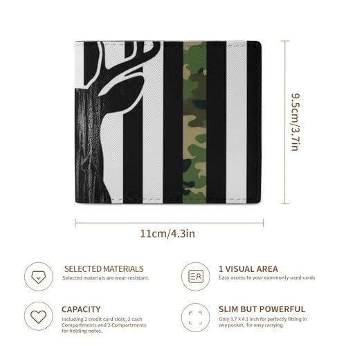 Portable Slim Credit Card Holder for Men Women, Small Card Protector Organizer Case Camouflage American Flag Hunting Deer Camo Black Compact Wallet3