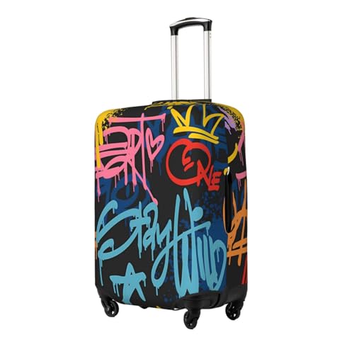 Spandex Travel Luggage Cover Suitcase Protector Bag,Street Art Abstract Graffiti Bright Neon Dust-Proof Fits 18-32 Inch Luggage, Suitcase Sleeve For Kid And Adult,X-Large2