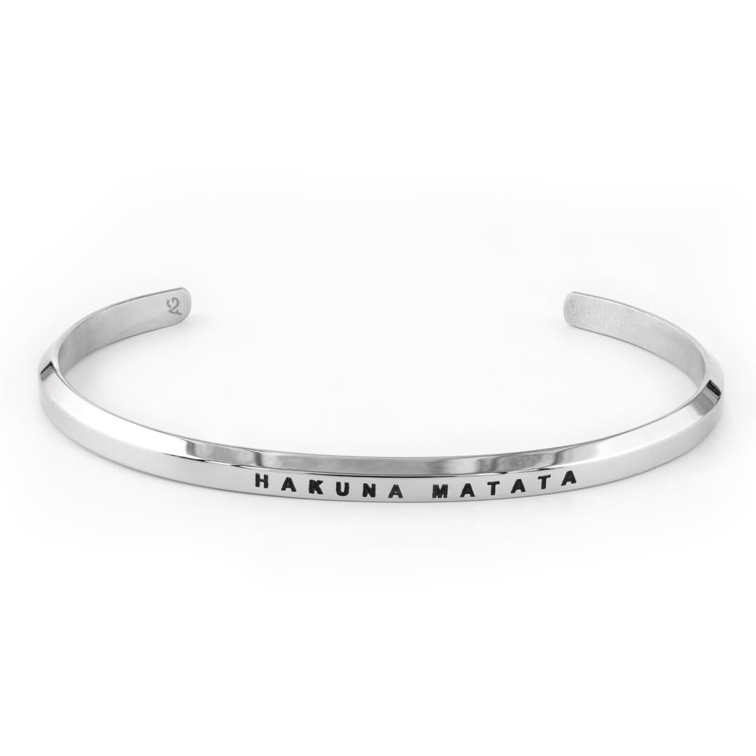 AuGrav - Personalized JewelryAuGrav Bracelet for Women and Men Fashion Rose Gold/Gold/Silver Plated Hand Cuff Kadaa Bracelets for Girls and Boys Gifts Embrace Life Message Stainless Steel Unisex Bracelet Gift