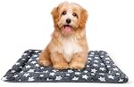 Tapis de lit pour chiens, matelas de chauffage réversible et de refroidissement pour chiens , lit de chat, doux, essentiels pour chiots, tapis de caisse pour chat à la machine pour Kennel, cage, utilisation intérieure/extérieure, gris, moyen (30x18x1.1) in/76x46x3 cm)